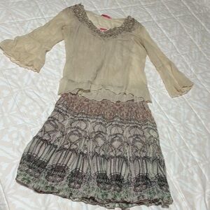 Gianni Bini Cream and Tan Blouse